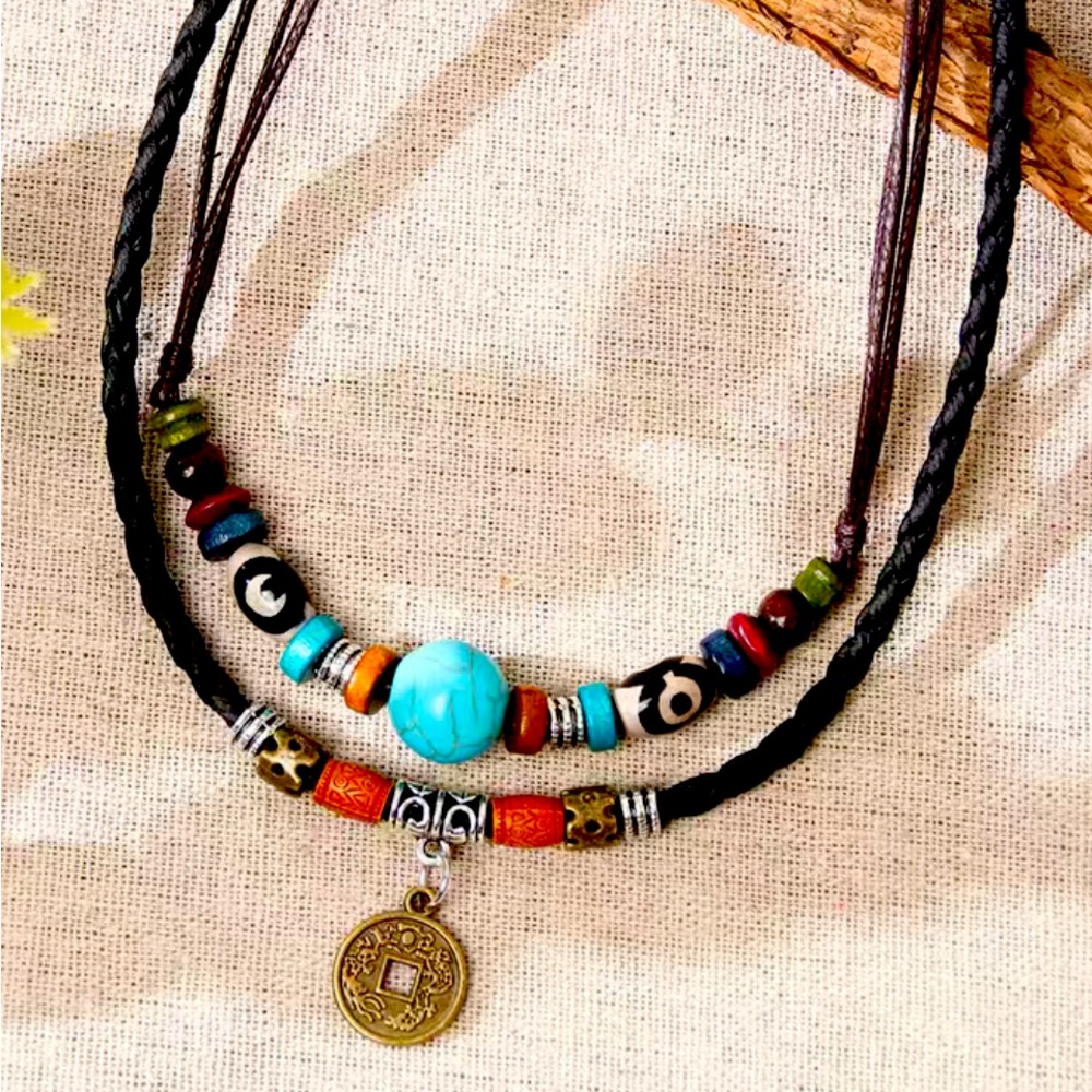 Leather Beaded Necklace